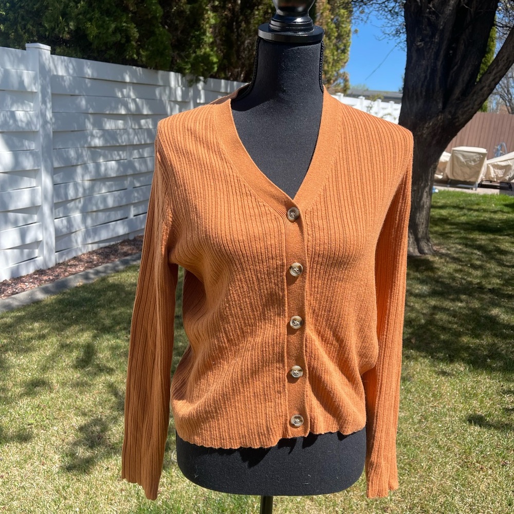 Madewell Orange Button Up Sweater